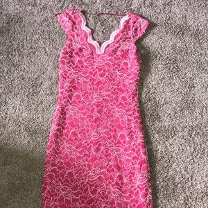 Pink floral body-cone dress